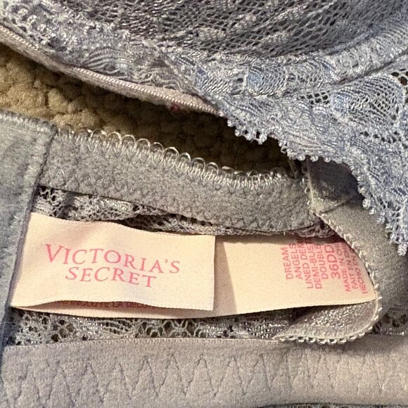 Victorias Secret Dream Angels Lined Demi Bust 36DD Gray Rhinestones - Picture 2 of 3